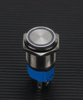 Stainless Steel Auto Reset Push Button Switch With White LED Ring Self Locking IP66 Waterproof Anti Rust Heavy Duty Industrial Control Starter Relay And Automotive Power Equipment 16mm