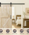 Top Shelf 50 X 96 Unfinished Barn Door Carved From Solid Spruce Drops Right In With Complete Sliding Hardware Kit Paint Ready, installed in a room setting.
