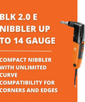 Pro Grade Compact Nibbler For Tight Radius Curves And Edge Cuts With 360 Degree Rotating Head And QuickIn System 19 Gauge