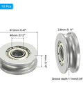 Slick As A Whistle V Groove Bearing 10 Pack Carbon Steel Guide Pulley with 3 mm Inner Bore and 12 x 4 mm width, side view technical dimensions.