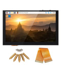 Five Inch HD TFT LCD Capacitive Touch Screen Display With Sharp 800x480 Dsi Panel and accessories with sunset background.