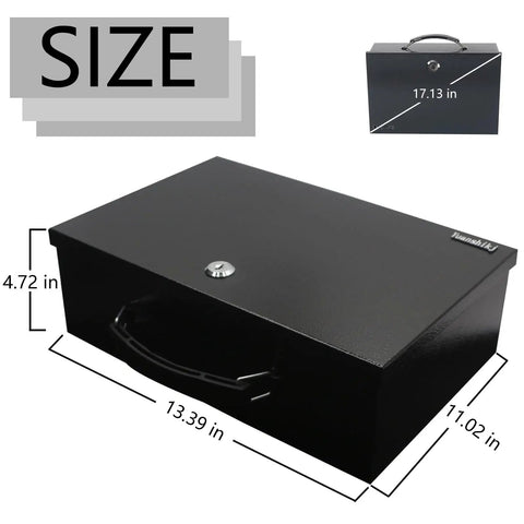 Fireproof Lock Safe Box For Documents And Valuables With A Beefy Carrying Handle, 0.38 Cu Ft, 13.2 W X 11 D X 4.5 H, black steel design