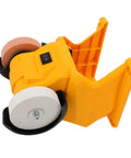 Kickass Cordless Bench Grinder With Dual Grinding Wheels And Blazing 5500 Rpm Spin for quick sharpening and polishing, yellow body, dual wheels.