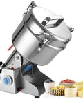 Industrial Grade Electric Grain And Spice Grinder Pro Grade Stainless Steel Heavy Duty Pulverizer with ingredients displayed.