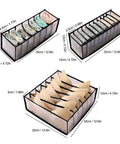 Slick Nylon Mesh Drawer Divider Set For Bras Socks And Lingerie Dresser Sorting Bins, 3 piece set showing organized underwear.