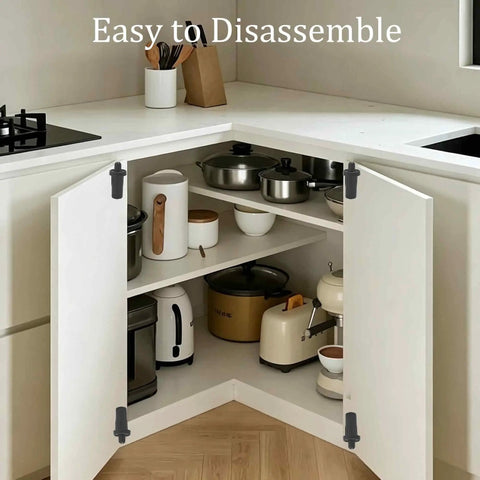 Built Tough Spring Loaded Cabinet Door Repair Pins With Iron Core, Black Plastic Damper Replacement Fittings For Telescopic Panels And Blinds, 24 Pack shown on cabinet doors.