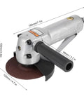 4 Inch Pneumatic Air Angle Grinder 11000 Rpm High Speed Polisher Heavy Duty Metalwork Tool with abrasive disc and ergonomic handle.
