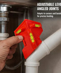Spirit Level, Foldable Pipe, Adjustable Angle Pipe Corner Gauge in use for precise leveling on pipe joints.