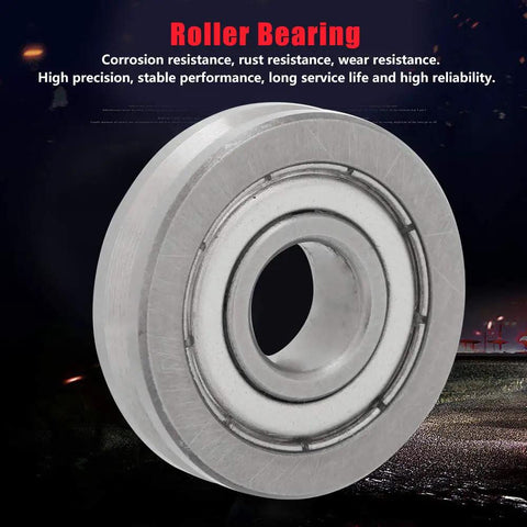 Tough As Nails 10mm Bore 30mm OD 8mm Thick V Groove Stainless Steel Deep Groove Ball Bearing Double Sealed shown from side.