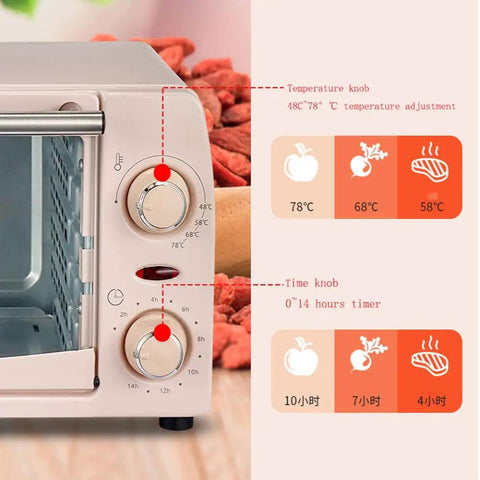 Rock Solid Five Layer Electric Food Dehydrator control panel showing temperature and timer settings for precise drying.