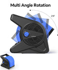 15 Inch Pivoting Blower Fan With 375 CFM Airflow, showing 270-degree rotation feature, ideal for home, office, garage, gym, and workshop drying