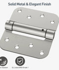 Top Shelf 4 Pack Self Closing Door Hinges With Adjustable Spring Tension No Sweat Setup Slick Brushed Nickel Finish, solid metal finish.