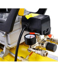 Heavy Duty 13 Gallon Air Compressor With Powerful 4.5HP Oil-Lubricated Motor And 115 Psi Horizontal Tank for pressure gauge and control valves.