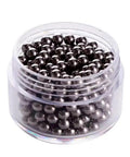 Top Shelf 304 Stainless Steel Precision Balls, 1/8 Inch Diameter, G100 Grade Heavy Duty Bearing Spheres For Mixing Agitators And Industrial Cleaning Beads, 1000 Pack in a clear container.