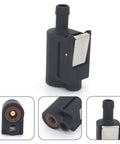 Five Sixteenth Inch Quick Disconnect Fuel Line Connector For Boat Tank Side, Built To Fit Mercury Mariner Outboard Motors, Replacement Part 13563Q7 13563A7 22-13563Q7 22-13563A7, black with metal clip and multiple angles shown
