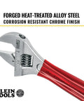 Extra Capacity Adjustable Wrench With Forged Alloy Steel Jaw, High Polish Chrome Finish, 6 1/2 Inch Length on white background