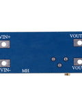 DC DC Boost Converter Module Adjustable Voltage Step Up Power Supply 2V to 24V Input Up To 28V Output 2A High Efficiency 93 Percent With Potentiometer For Industrial Equipment DIY Projects blue PCB top view, 36x17x14mm