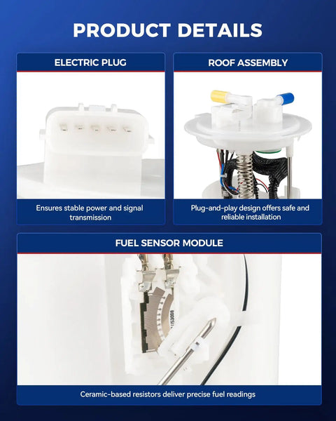 Slick Bolt On Electric Fuel Pump Assembly With Gas Sending Unit For 07 To 12 Nissan Altima And 09 To 14 Maxima No Fuss Heavy Duty Turnkey Swap electric plug and fuel sensor module details