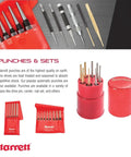 Prick Punch Set 4 Inch Hardened Steel 5 Pack with Knurled Grips and Plastic Case for Precise Marking and Hole Scribing Display