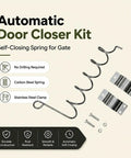 Heavy Duty Self Closing Gate Closer Featuring Adjustable Coil Spring For Chain Link Fences Eliminates Slamming Noise Ideal For Locking Pets And Kids Securely In Backyard Yard Gates Daily with stainless steel clamp and carbon steel spring kit.