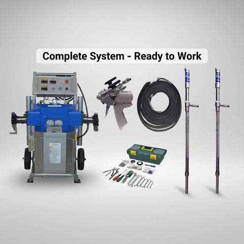Heavy Duty Polyurea Spray Machine Foam Proportioning System For Waterproofing And Insulation Projects complete setup including spray gun and accessories.