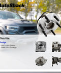 Heavy Duty Front Wheel Hub Bearing Assembly 2 Piece Set For Dodge Dakota Durango 4wd V6 V8 1997 2004 6 Lug displayed with truck background.