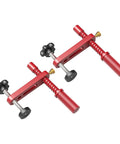 Two Pack Adjustable Bench Clamp For Woodworking 19mm Aluminum Alloy Dog Hole Clamp with black knobs in red CNC machined design