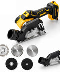 Badass 3 Inch Cordless Circular Saw Compatible With 20 Volt Batteries, featuring multiple blade sizes for versatile woodworking.