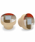 Sweet Abstract Art Solid Beech Wood Cabinet Knobs featuring 1.6 inch round profile and rustic red brown finish, pack of 2.