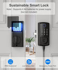 Keyless Front Door Lock With Touchscreen Keypad Fingerprint And App Remote Control Smart Deadbolt for easy install shown on white door