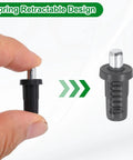 Spring loaded shutter repair pin showing retractable design for 40 Pack Straight Up Shutter Repair Pins with Tough Spring Loaded Heads No Sweat Replacement Hardware for Plantation Shutters Window Blinds and Cabinet Doors Reliable Fix for Wobbly Movable Blades and Janky Fittings.