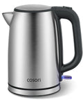 Electric Kettle With Plastic Free Interior And 304 Stainless Steel Build, 1.7L, side view, with spout, lid, and handle visible.