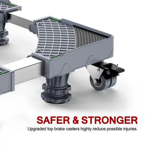 Adjustable Mobile Base For Heavy Appliances From 27.5 To 35.4 Inches With 8 Locking Wheels And 4 Feet, close-up of wheel and foot detail.