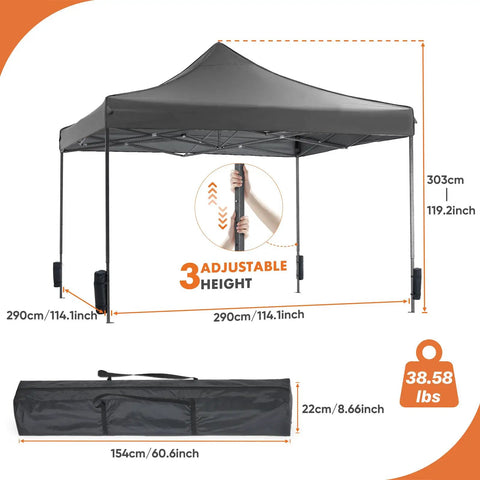 10x10 Ft Pop Up Canopy Tent With Sand Bags Easy Up Instant Shelter for Camping Parties Beach Patio And Backyard Events