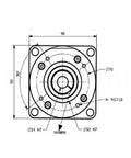 Top view technical drawing of Real Deal Harmonic Reducer Gearbox featuring flange free waterproof layout for 60 servo motors.
