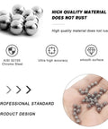 Top Notch Solid Steel Bearing Balls Quarter Inch 6.35mm G25 Precision Rounds on a hand, showcasing smooth surface and chrome steel.