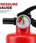 Pressure gauge on Heavy Duty ABC Fire Extinguisher Squad showing empty status, 2.5 Pound Rechargeable Cans for safety gear.