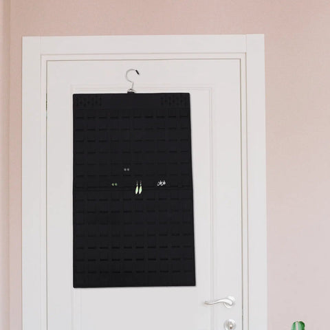 Double Sided Felt Hanging Jewelry Organizer Bag Built To Carry All Your Necklaces And Rings Slick Travel Case on door.