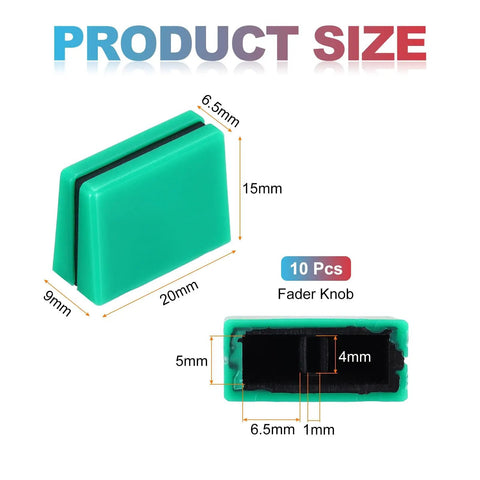 Green And Black Universal Fader Knobs Replacement Caps For DJ Controllers And Mixers, Durable Rubber Potentiometer, Product Size