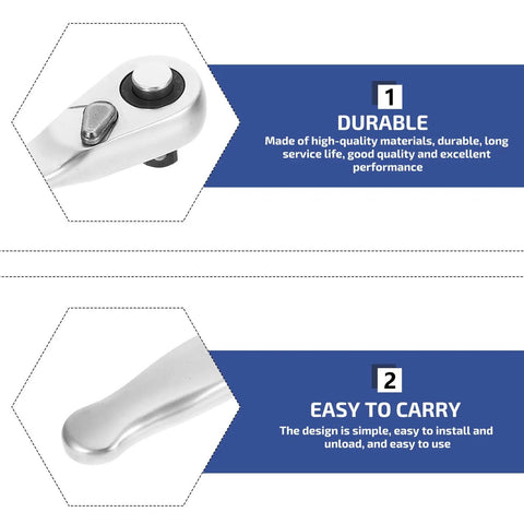 Quarter Inch Ratchet Socket Wrench With Quick Grip For Easy Bolt Fastening And Smooth Auto Repair Work; close-up of the durable end and handle.