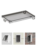 Rock Solid Type 3R Weatherproof Electrical Enclosure Cover For Wet Locations Vertical Clear Insulated Lid angled view on block.