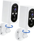 Wireless Outdoor Security Camera Set With 355 Degree Pan 2K Color Night Vision Battery Powered WiFi Enabled Motion Detection Two Way Talk IP65