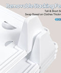 Close-up of removable stacking feet for 20 Pack Tshirt Organizer Stackable Closet Shelf Storage For Folded Clothes.