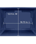 Built Tough 18 Gallon Storage Bins 2 Pack Stackable Heavy Plastic Containers dimensions showing length and width.