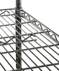 Close-up of Heavy Duty Chrome Wire Shelving Rack 24 By 12 By 64 Inches showcasing metal frame and open grid design.