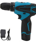 Tough As Nails 12V Cordless Drill Packed With A Sleek 1300mAh Lithium Battery, side view with charger, ergonomic handle design.