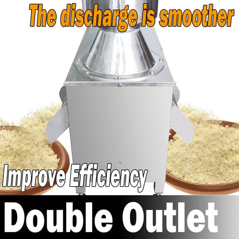 Industrial Pro Grade Heavy Duty Coconut Meat Grinder And Root Crop Pulverizer 500kg Per Hour with dual discharge outlets
