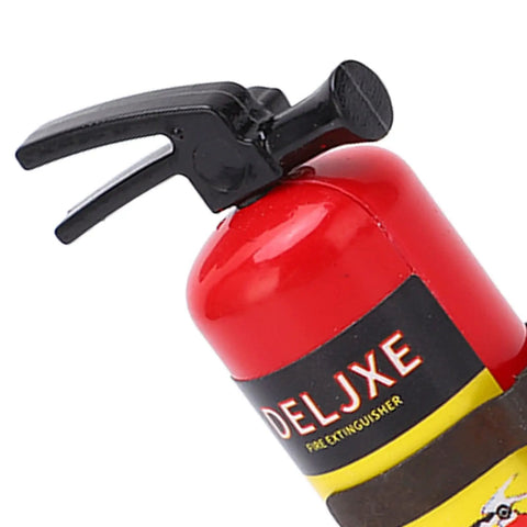 Legit Mini Fire Extinguisher Toy For Rc Cars Featuring A Dope Lifelike Design, close-up of the nozzle and label.