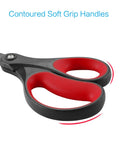 Close-up of red and black comfort grip handles on Two Pack 8 Inch Titanium Nonstick Scissors With Comfort Grip For Office And Craft.