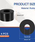 Hardcore Neoprene Rubber Spacers Anti Vibration Isolation Pads Bushing Washers For HVAC And Street Cars 15Mm Inner Diameter 35Mm Outer Diameter 20Mm Thick Zero Hassle Workshop Winners Pack Of 4, showing rubber dimensions.